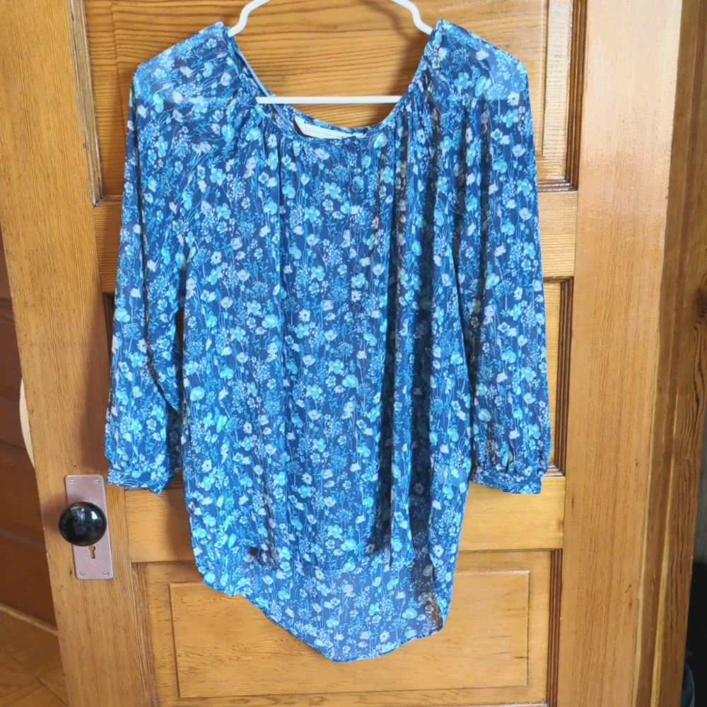 Blue sheer floral blouse Lauren Conrad